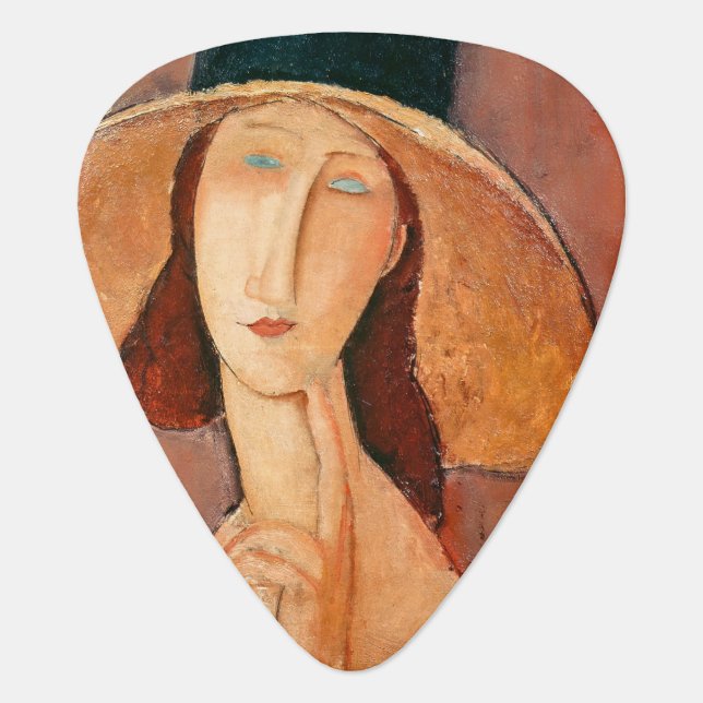 Amedeo Modigliani - Jeanne Hebuterne in Large Hat Guitar Pick (Front)