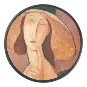 Amedeo Modigliani - Jeanne Hebuterne in Large Hat Hockey Puck