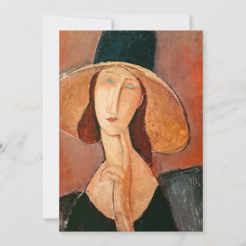 Amedeo Modigliani _ Jeanne Hebuterne in Large Hat Invitation