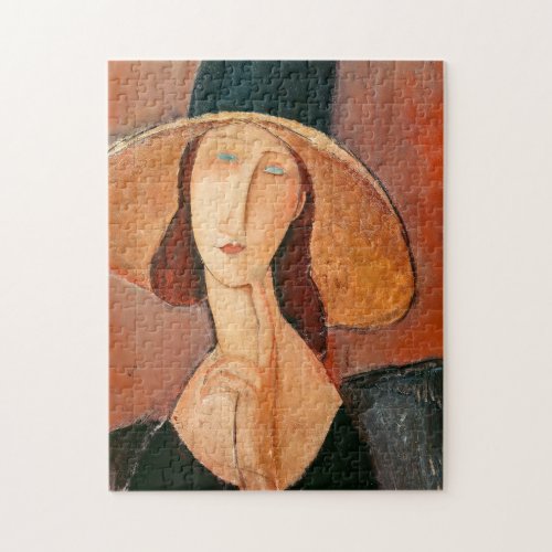 Amedeo Modigliani _ Jeanne Hebuterne in Large Hat Jigsaw Puzzle