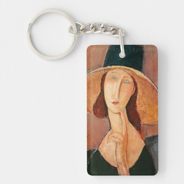 Amedeo Modigliani - Jeanne Hebuterne in Large Hat Keychain (Front)