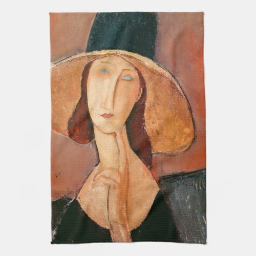 Amedeo Modigliani _ Jeanne Hebuterne in Large Hat Kitchen Towel