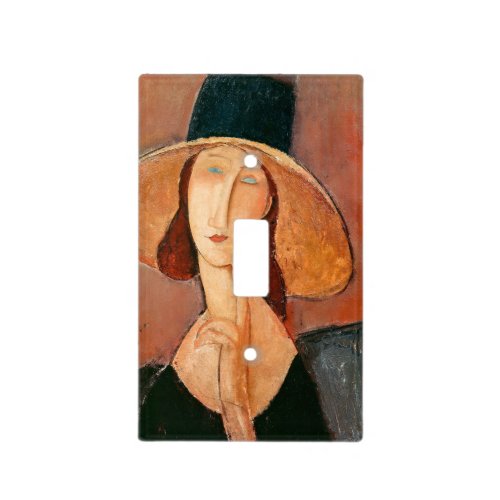 Amedeo Modigliani _ Jeanne Hebuterne in Large Hat Light Switch Cover