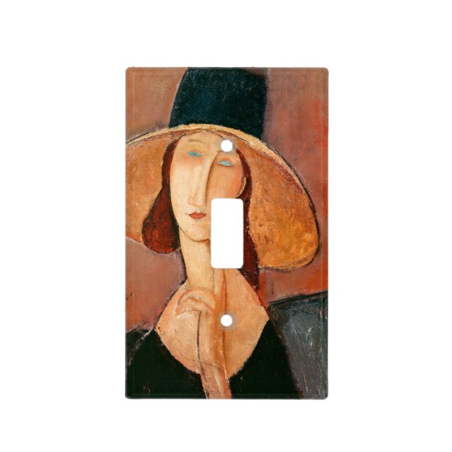 Amedeo Modigliani - Jeanne Hebuterne in Large Hat Light Switch Cover (Front)