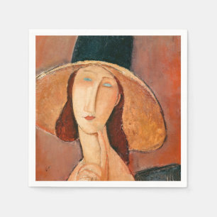 Amedeo Modigliani - Jeanne Hebuterne in Large Hat Napkins