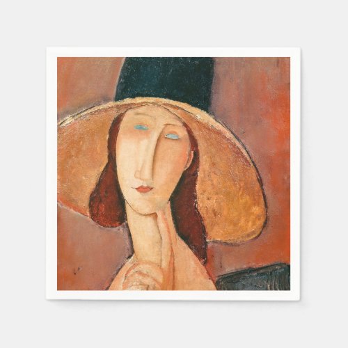 Amedeo Modigliani _ Jeanne Hebuterne in Large Hat Napkins