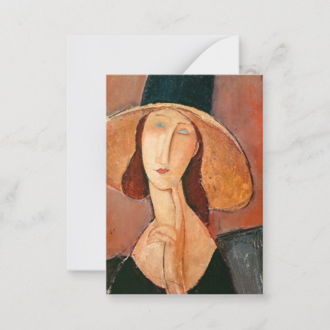 Amedeo Modigliani - Jeanne Hebuterne in Large Hat Note Card (Front)