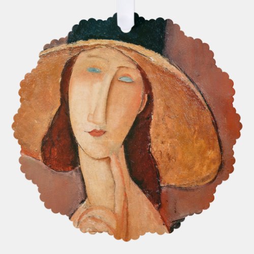 Amedeo Modigliani _ Jeanne Hebuterne in Large Hat Ornament Card