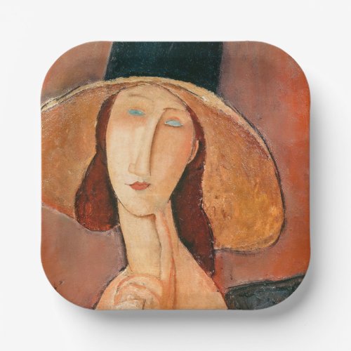 Amedeo Modigliani _ Jeanne Hebuterne in Large Hat Paper Plates