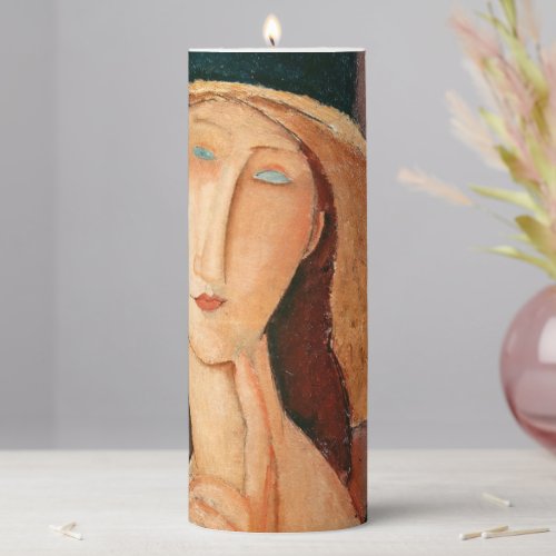 Amedeo Modigliani _ Jeanne Hebuterne in Large Hat Pillar Candle