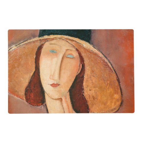 Amedeo Modigliani _ Jeanne Hebuterne in Large Hat Placemat