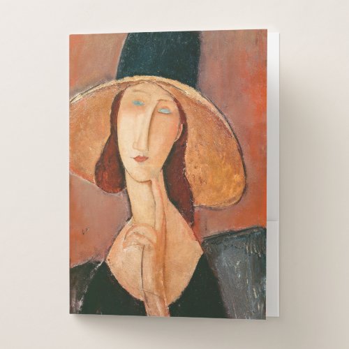 Amedeo Modigliani _ Jeanne Hebuterne in Large Hat Pocket Folder