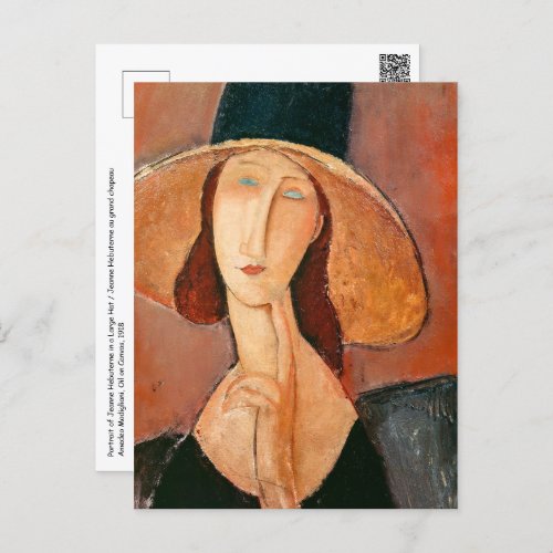 Amedeo Modigliani _ Jeanne Hebuterne in Large Hat Postcard