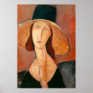 Amedeo Modigliani - Jeanne Hebuterne in Large Hat Poster
