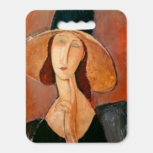 Amedeo Modigliani _ Jeanne Hebuterne in Large Hat Seat Cushion