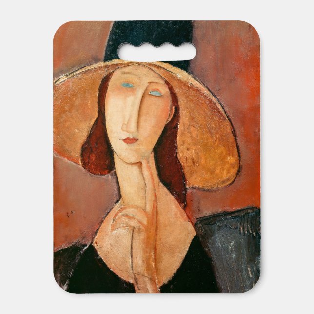 Amedeo Modigliani - Jeanne Hebuterne in Large Hat Seat Cushion (Front Vertical)