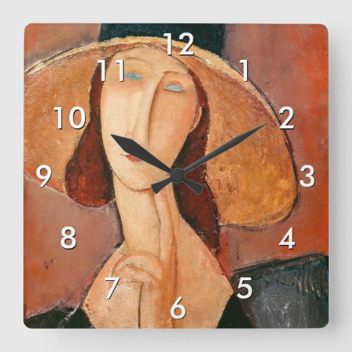 Amedeo Modigliani _ Jeanne Hebuterne in Large Hat Square Wall Clock
