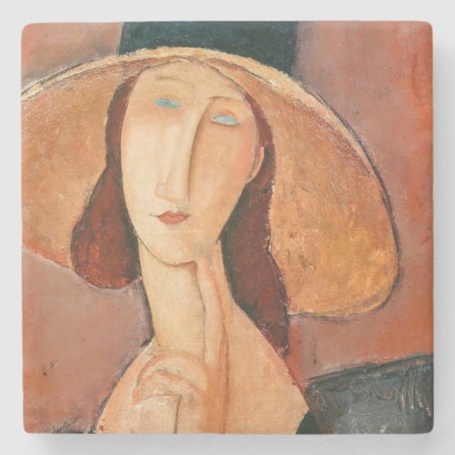 Amedeo Modigliani _ Jeanne Hebuterne in Large Hat Stone Coaster