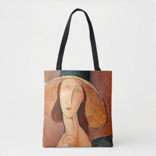 Amedeo Modigliani _ Jeanne Hebuterne in Large Hat Tote Bag