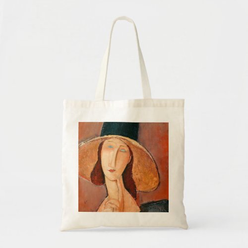 Amedeo Modigliani _ Jeanne Hebuterne in Large Hat Tote Bag