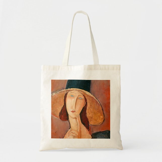 Amedeo Modigliani - Jeanne Hebuterne in Large Hat Tote Bag (Front)