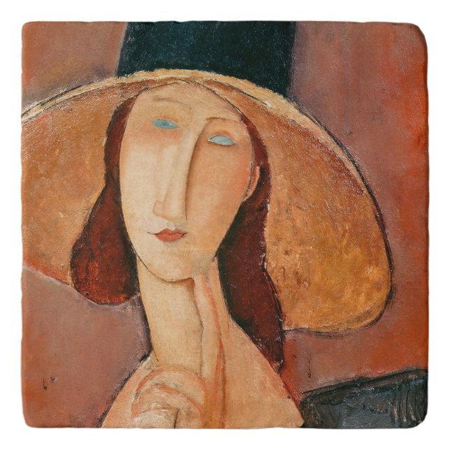 Amedeo Modigliani - Jeanne Hebuterne in Large Hat Trivet (Front)