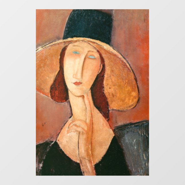 Amedeo Modigliani - Jeanne Hebuterne in Large Hat Window Cling (Sheet)