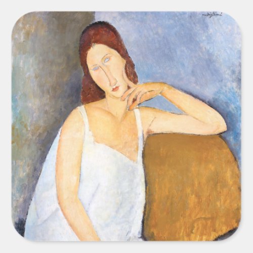 Amedeo Modigliani _ Jeanne Hebuterne Square Sticker