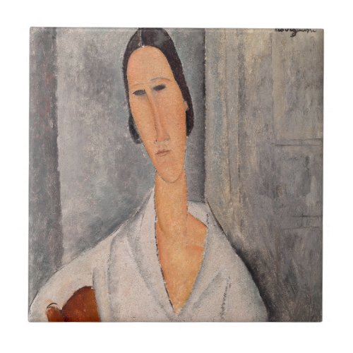 Amedeo Modigliani _ Madame Hanka Zborowska Leaning Ceramic Tile