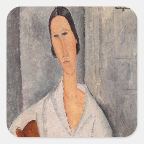 Amedeo Modigliani _ Madame Hanka Zborowska Leaning Square Sticker