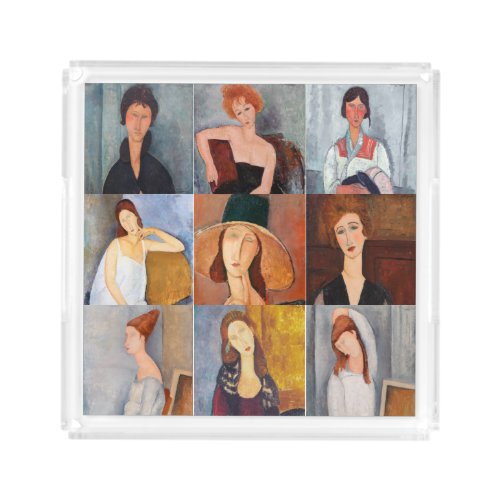 Amedeo Modigliani _ Masterpieces Collage Acrylic Tray