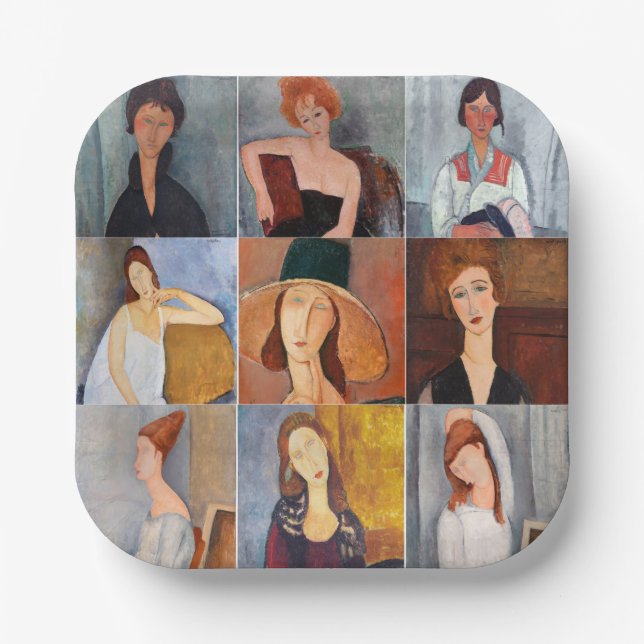Amedeo Modigliani - Masterpieces Collage Paper Plates (Front)