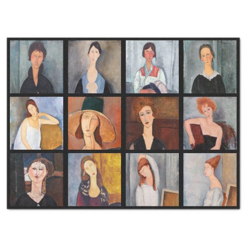 Amedeo Modigliani _ Masterpieces Collage Poster Tissue Paper