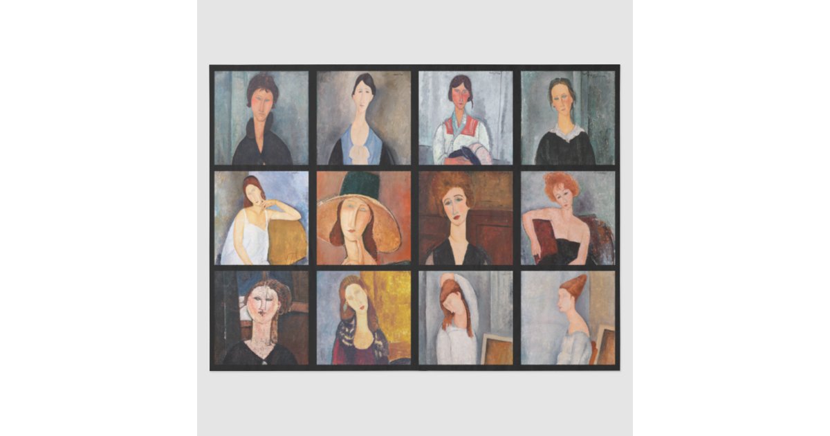 Modigliani Colage Amedeo Modigliani - Masterpieces Collage Poster Tissue Paper | Zazzle