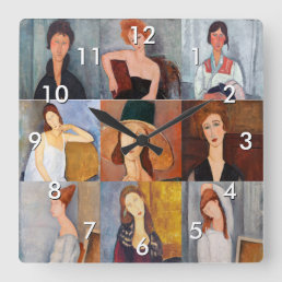 Amedeo Modigliani - Masterpieces Collage Square Wall Clock