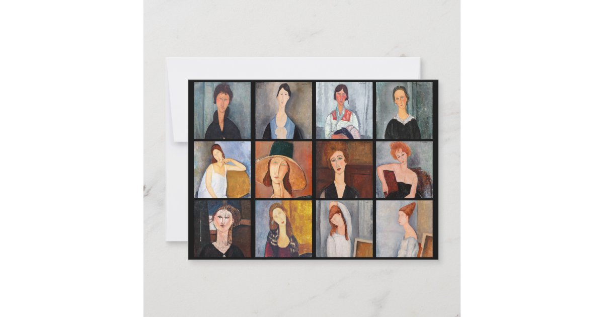 Modigliani Colage Amedeo Modigliani - Masterpieces Collage Thank You Card | Zazzle