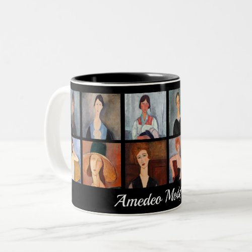 Amedeo Modigliani _ Masterpieces Collage Two_Tone Coffee Mug