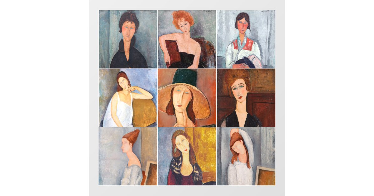 Modigliani Colage Amedeo Modigliani - Masterpieces Collage Window Cling | Zazzle
