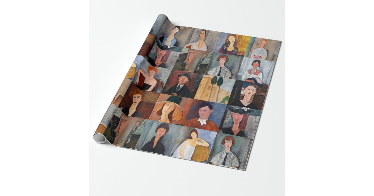 Modigliani Colage Amedeo Modigliani - Masterpieces Collage Wrapping Paper | Zazzle