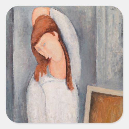 Amedeo Modigliani _ Portrait Jeanne Hebuterne 1 Square Sticker