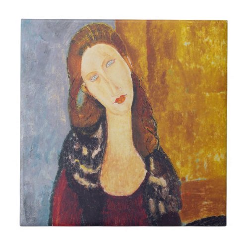 Amedeo Modigliani _ Portrait Jeanne Hebuterne 2 Ceramic Tile