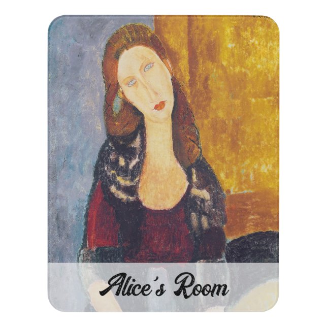 Amedeo Modigliani - Portrait Jeanne Hebuterne #2 Door Sign (Contemporary Vert)
