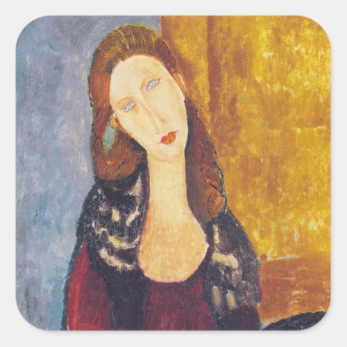 Amedeo Modigliani _ Portrait Jeanne Hebuterne 2 Square Sticker