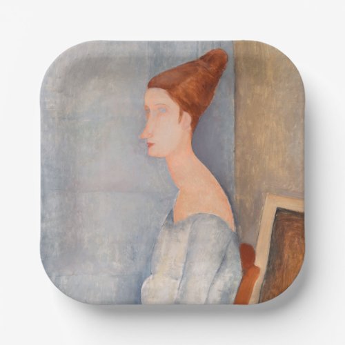 Amedeo Modigliani _ Portrait Jeanne Hebuterne 3 Paper Plates