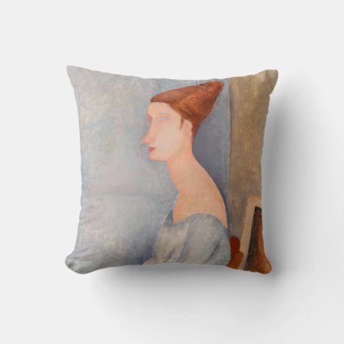 Amedeo Modigliani _ Portrait Jeanne Hebuterne 3 Throw Pillow