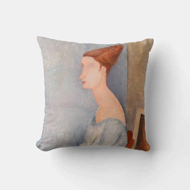 Amedeo Modigliani - Portrait Jeanne Hebuterne #3 Throw Pillow (Front)