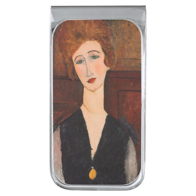 Amedeo Modigliani - Portrait of a Woman Silver Finish Money Clip (Front Vertical)