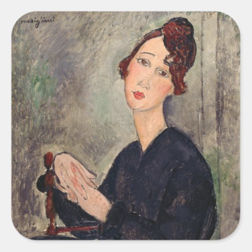 Amedeo Modigliani _ Portrait of Dedie Hayden Square Sticker