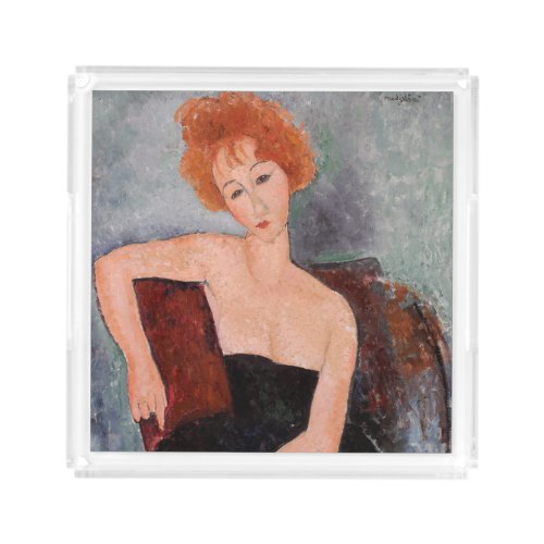 Amedeo Modigliani _ Redheaded Girl Evening Dress Acrylic Tray