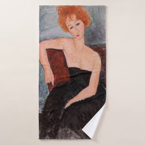 Amedeo Modigliani _ Redheaded Girl Evening Dress Bath Towel Set